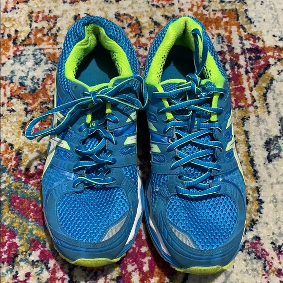 Turquoise and lime running sneakers - Picture 1 of 3